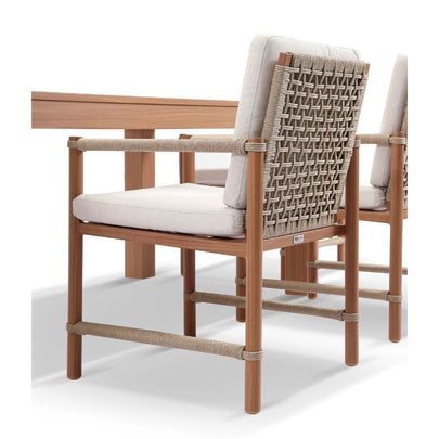 Entertainer 2.45m Outdoor Aluminium Dining Table with 8 Avery Rope Chairs