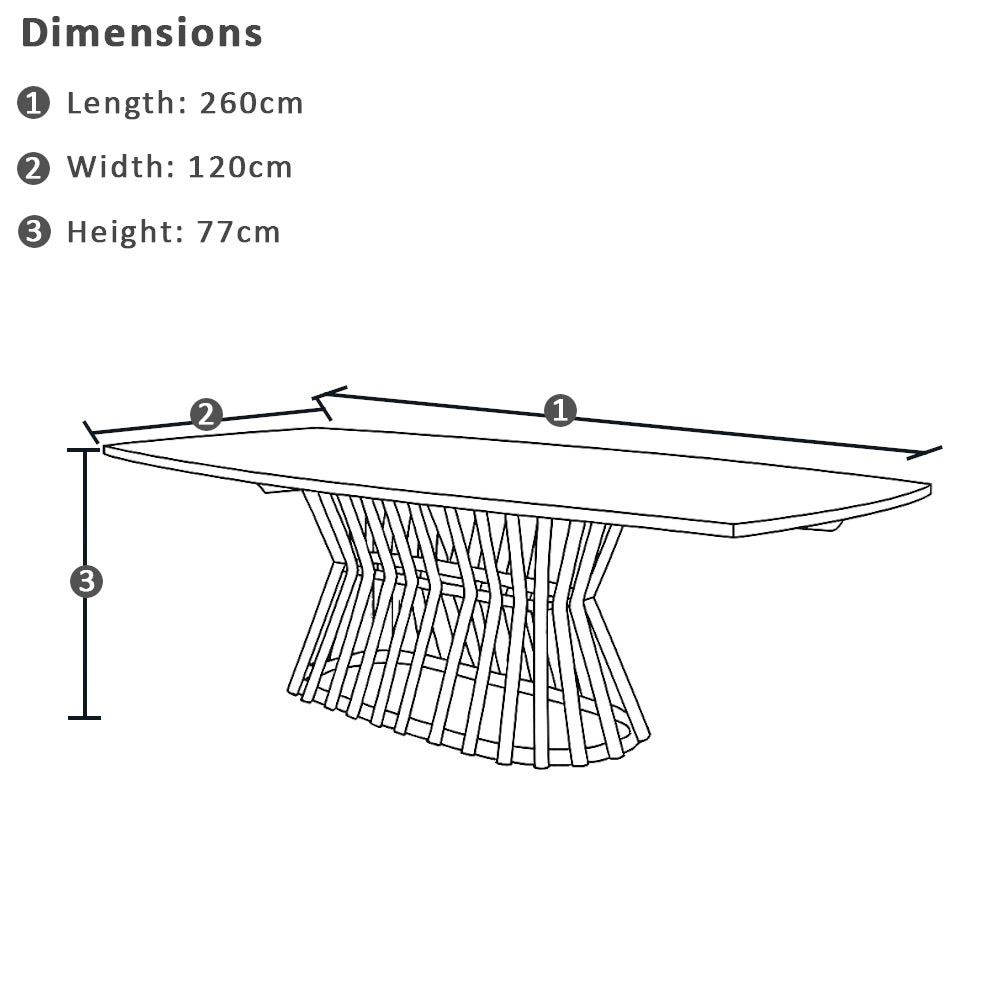 Waverley 2.6m Outdoor Concrete Look Dining Table