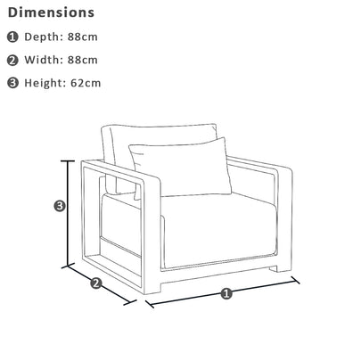 Whitehaven 1 Seater Outdoor Aluminium Lounge with Sunbrella Cushions