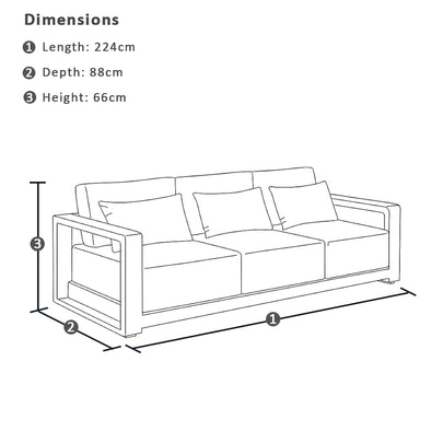 Whitehaven 3+1+1 Outdoor Aluminium Lounge with Sunbrella Cushions with Santorini Coffee Table