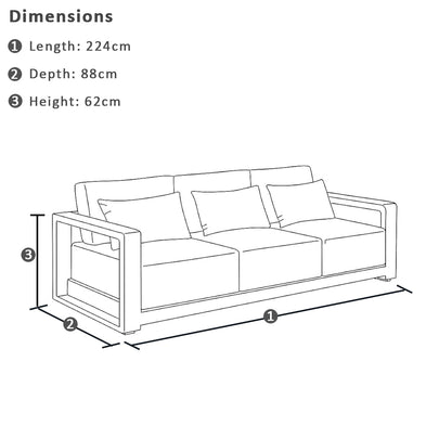 Whitehaven 3 Seater Outdoor Aluminium Lounge with Sunbrella Cushions