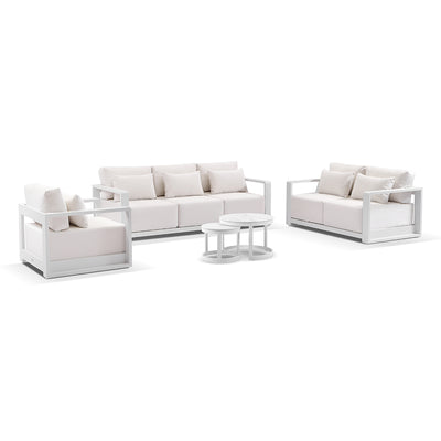 Whitehaven 3+2+1 Outdoor Aluminium Lounge with Sunbrella Cushions with Hugo Coffee Table Set