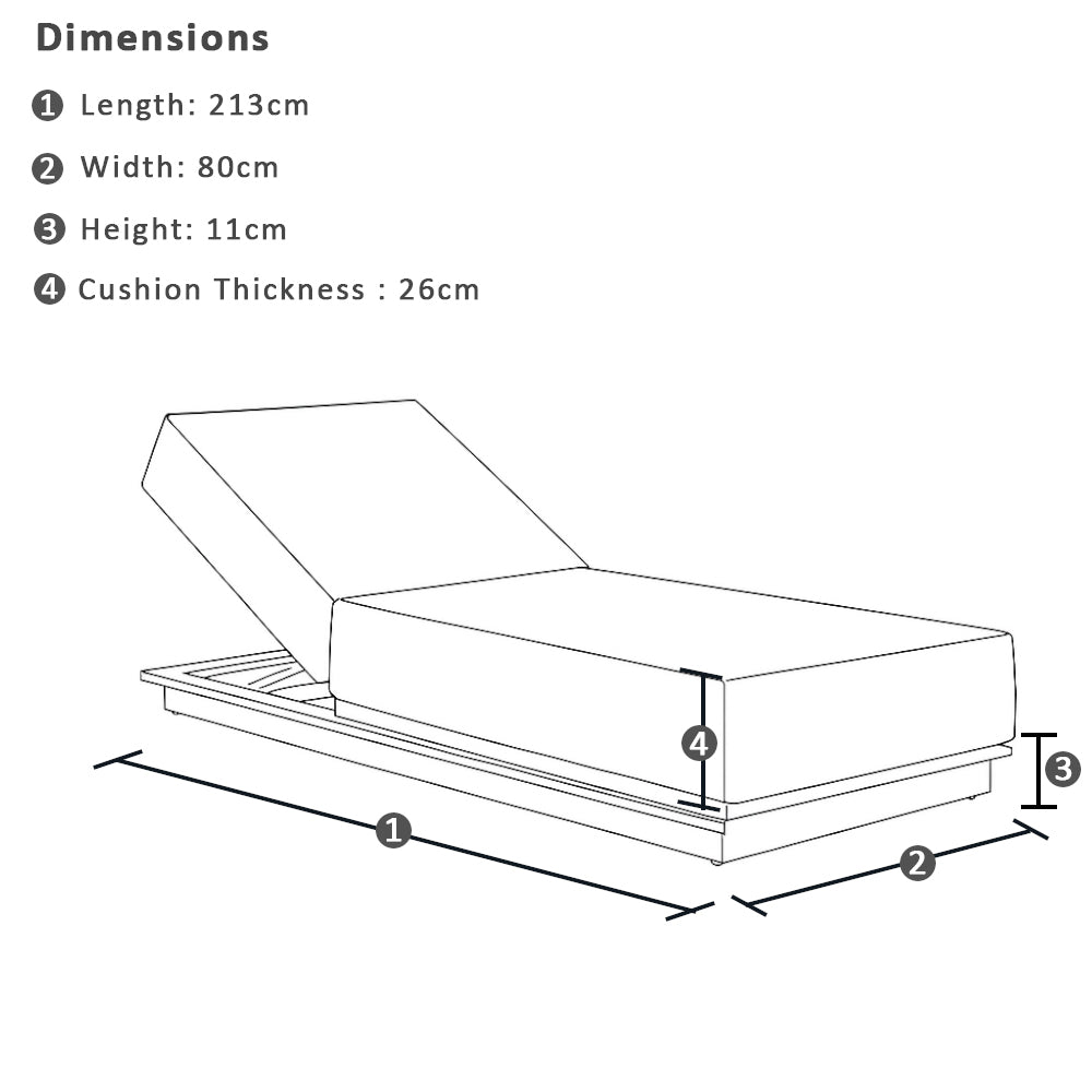 Whitehaven Outdoor Aluminium Single Sun lounge Set in Sunbrella
