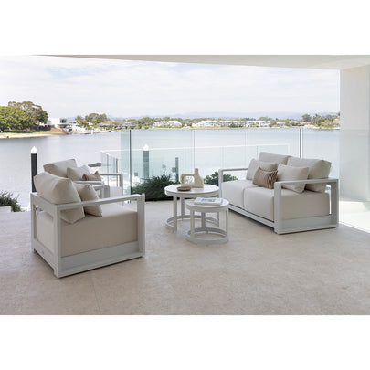 Whitehaven 2+1+1 Outdoor Aluminium Lounge with Sunbrella Cushions with Hugo Coffee Table Set
