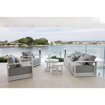 Whitehaven 3+1+1 Seater Outdoor Aluminium Lounge with Hugo Coffee Table Set
