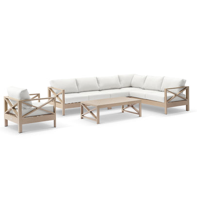 Kansas Package D - Outdoor Aluminium Corner Modular Lounge Set with Arm Chair and Coffee Table