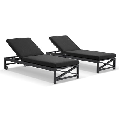 Kansas Outdoor Aluminium Sun Lounge Set on Wheels with Hugo Side Table