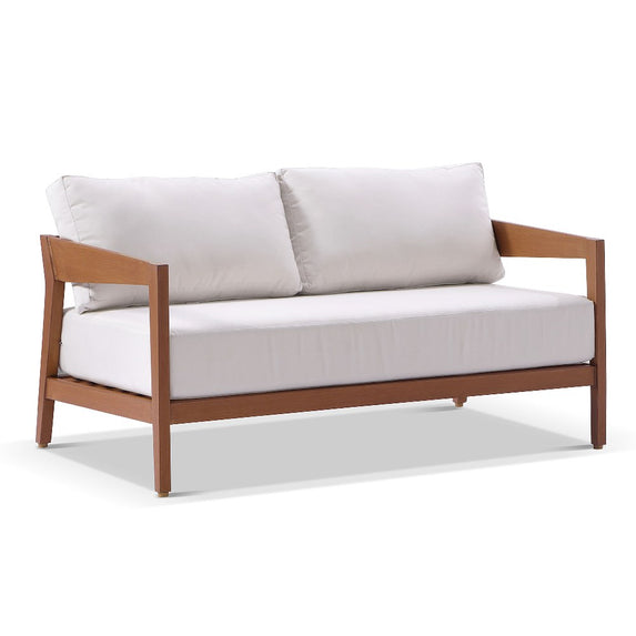Bronte 2 Seater Outdoor Teak Look Aluminium Lounge with Sunbrella Cushions