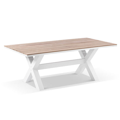 Kansas 2m Outdoor Teak Timber and Aluminium Rectangle Dining Table
