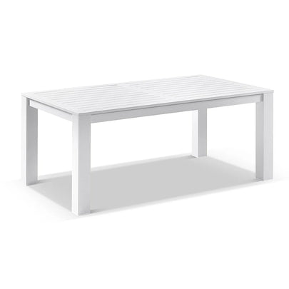 Santorini 1.8m Outdoor Rectangle Aluminium Dining Table with 6 Watego Malawi Style Wicker Chairs