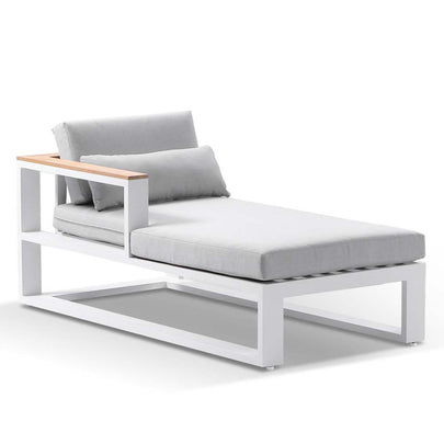 Balmoral Outdoor Aluminium and Teak Timber Daybed Chaise Lounge