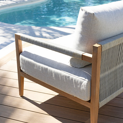 Allora 1 Seater Timber and Rope Armchair Lounge