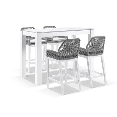 Hugo Ceramic 1.5m Aluminium Bar Table with 4 x Hugo Rope Stools
