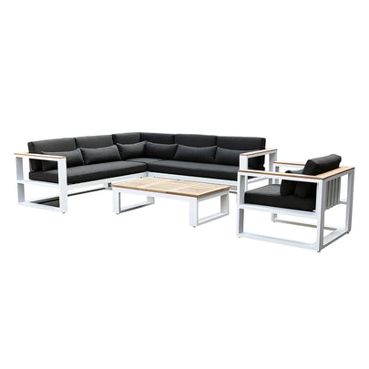 Balmoral Package B Outdoor Aluminium and Teak Lounge Setting with Coffee Table
