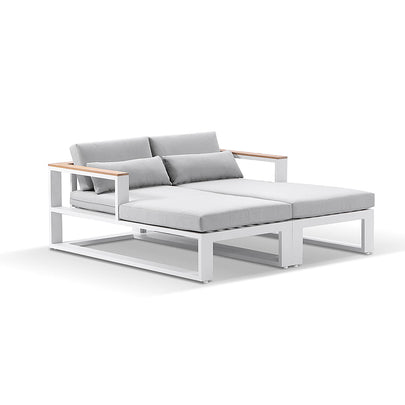 Balmoral Outdoor Aluminium and Teak Timber Daybed Lounge
