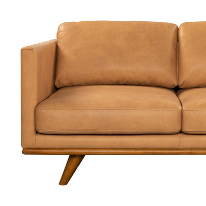 Manly Italian Leather Couch Indoor 3 Seater Tan Lounge Sofa