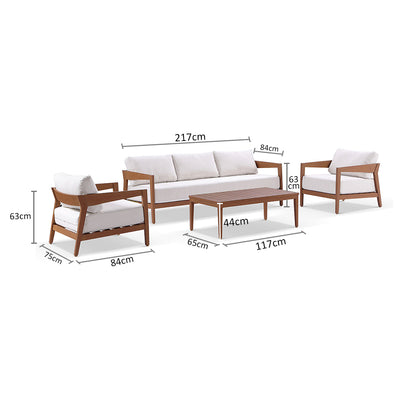 Bronte 3+1+1 Outdoor Aluminium with Sunbrella Lounge Setting with Coffee Table