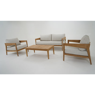 Caledonia 2+1+1 Outdoor Teak Timber Lounge Setting with Coffee Table