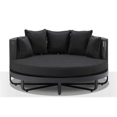 Cannes Outdoor Round Aluminium and Rope Daybed Sun Lounge