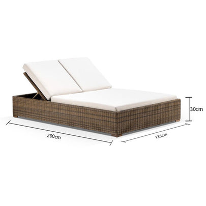 Breeze Outdoor Wicker Double Sun Lounge in Half Round Wicker