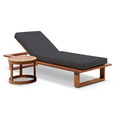 Arcadia Aluminium Sun Lounge with Balmoral Teak Round Side Table