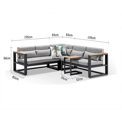 Balmoral Outdoor Aluminium & Teak Lounge with Side Table