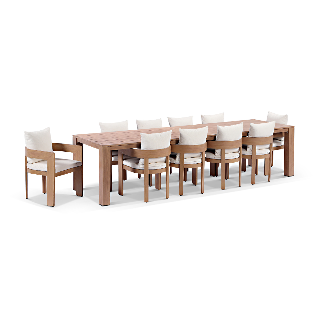 Entertainer 3.05m Outdoor Aluminium Dining Table with 10 Marlo Chairs