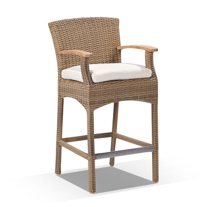 Sahara Teak Top 6 Seater Bar Setting in Half Round Wicker Wanika stools