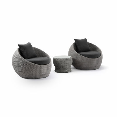 Newport Outdoor Wicker Lounge 2x Arm Chair with Side Table