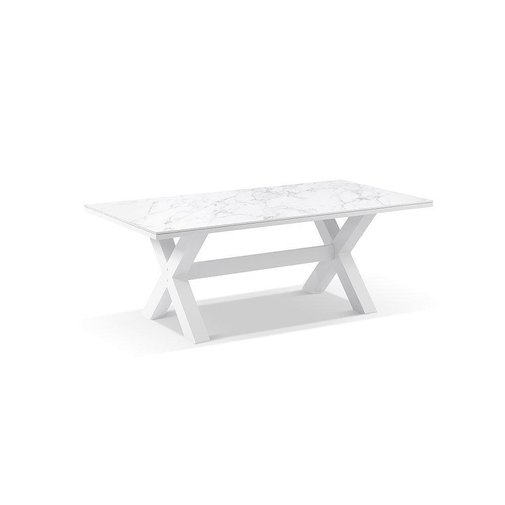 Kansas Outdoor Ceramic 2m Aluminium Dining Table - Bay Gallery Furniture