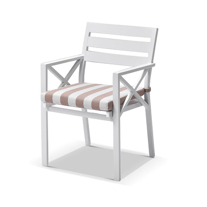 Kansas Outdoor Ceramic 3m Aluminium Dining Table with 10 Chairs Setting in Sunbrella