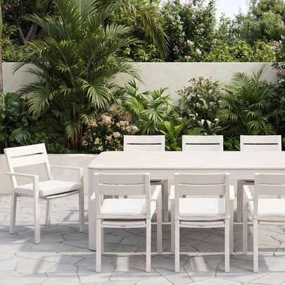 Malibu 2.65m Outdoor Aluminium and Ceramic Dining Table with 10 Santorini Chairs