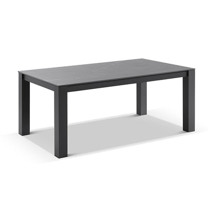 Hugo Ceramic 1.8m Outdoor Aluminium Dining Table with 6 Hugo Rope Chairs