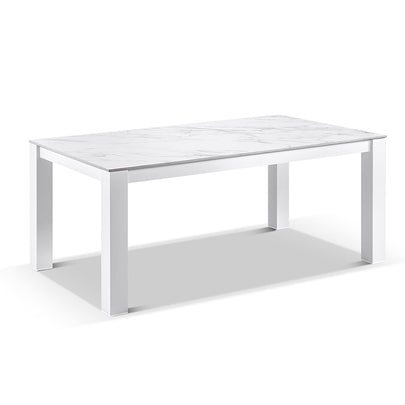 Hugo Ceramic 1.8m Outdoor Aluminium Dining Table with 6 Capri Chairs Setting