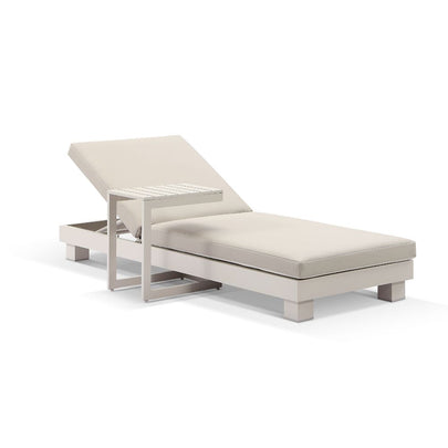 Santorini Aluminium Sun Lounge Set in Light Dune with Side Table