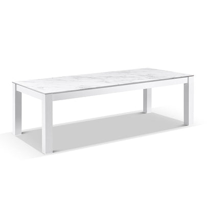 Hugo Ceramic 2.5m Outdoor Aluminium Dining Table with 8 Capri Chairs Setting