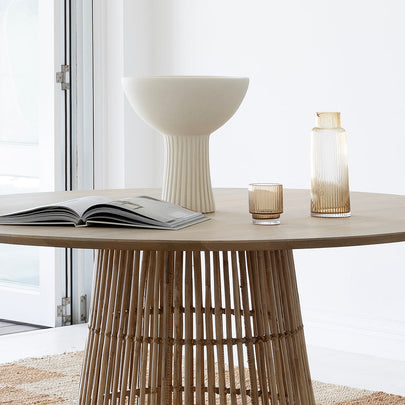 Tamborine Indoor 1.4m Round Dining Setting with 6x Ettalong Chairs
