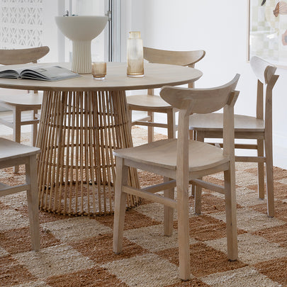 Tamborine Indoor 1.4m Round Dining Setting with 6x Ballina Chairs