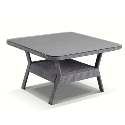 Low Dining Table 1.2m Square Glass Top in Textured  Wicker