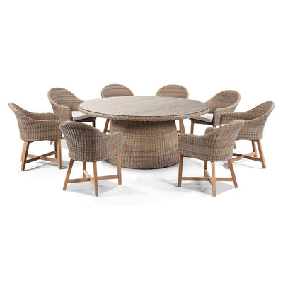 Plantation 8 with Coastal Outdoor Wicker Dining Chairs