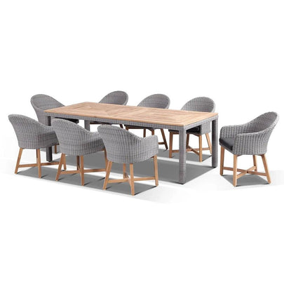 Sahara 8 Rectangle with Coastal Chairs in Half Round wicker