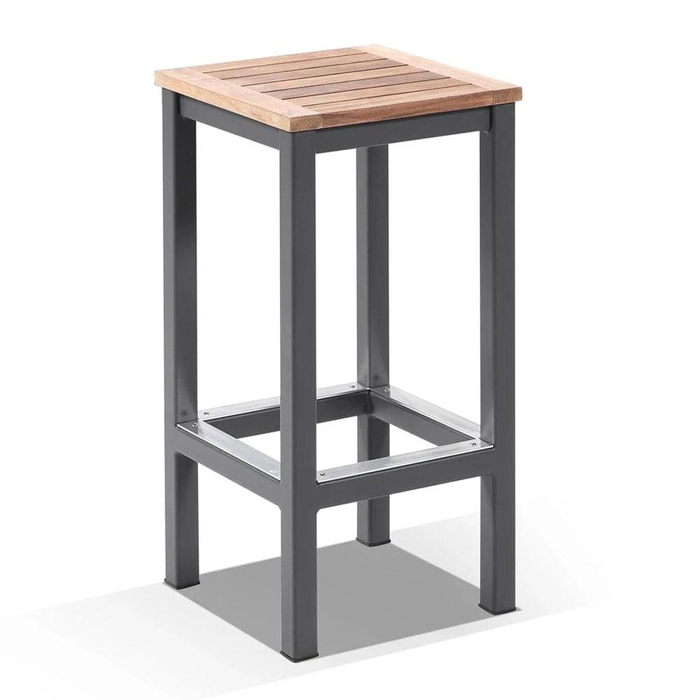 Balmoral Outdoor Aluminium and Teak Bar Stool