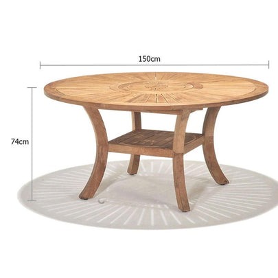 Solomon 1.5m Round Teak Timber Outdoor Dining Table with Lazy Susan