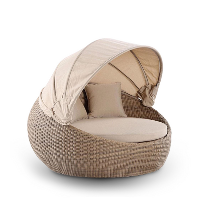 Newport Outdoor Round Wicker Daybed with Canopy