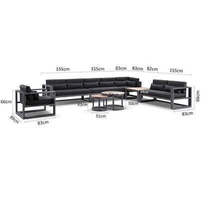 Balmoral Package E Outdoor Aluminium and Teak Lounge Setting with Coffee Table