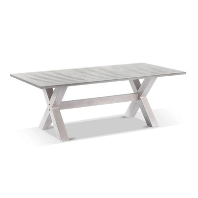 Aged Teak look Tahitian 2.1m Aluminium Dining Setting with Santorini Chairs