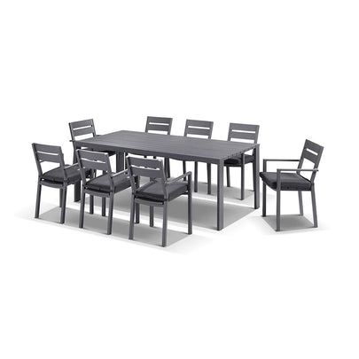 Capri 8 Seater Outdoor Aluminium Dining Setting with Santorini Chairs