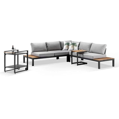 Nova Aluminium Lounge with Bar Cart & Side Table