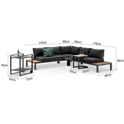 Nova Aluminium Lounge with Bar Cart & Side Table