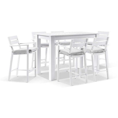 Santorini Outdoor Aluminium 1.5m Bar Table with 6 Bar stools
